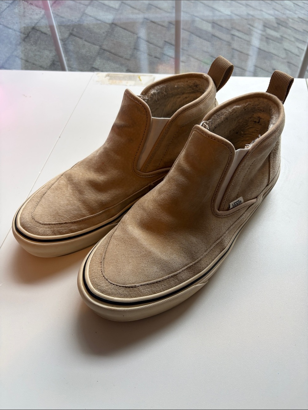 Vans Tan Suede Mid-Top Slip-On Men's Shoes
